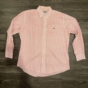 Southern Marsh Red/White checkered Long Sleeve Dress Shirt